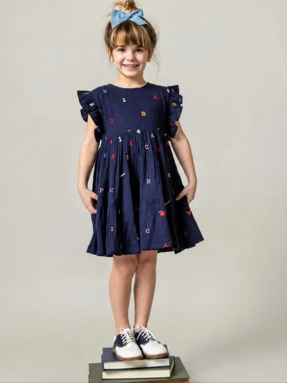 PINK CHICKEN ALPHABET EMBROIDERY KIT DRESS